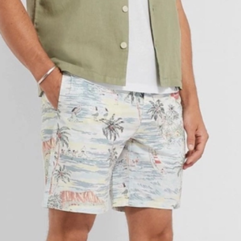 Faherty Men’s Board Shorts 7” Swim Trunks Hawaiian Surf Hibiscus Floral Size 29